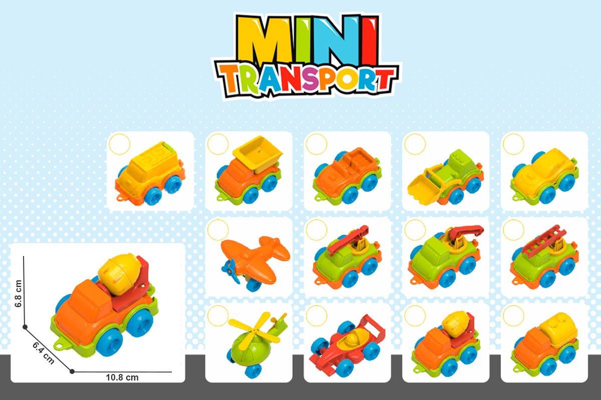 T03791 Box mini trucks 42 pcs (13 types of trucks)