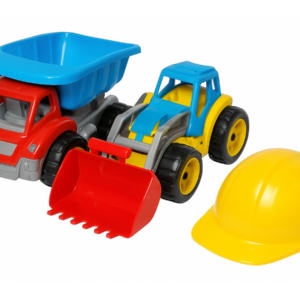 Dump truck + Big Tractor Loader + Helmet